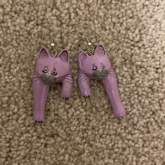 PURPLE Cat Earrings - Picture 4 of 9
